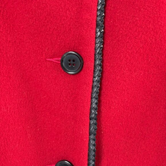 Louben Blazer Womens 10 Red Black Trim Wool Cashmere Button Front Jacket - Picture 3 of 11